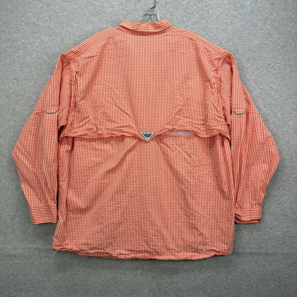 Clemson Tigers Columbia PFG Shirt Mens XXL Orange Gingham Check Super Bonehead - Picture 2 of 9